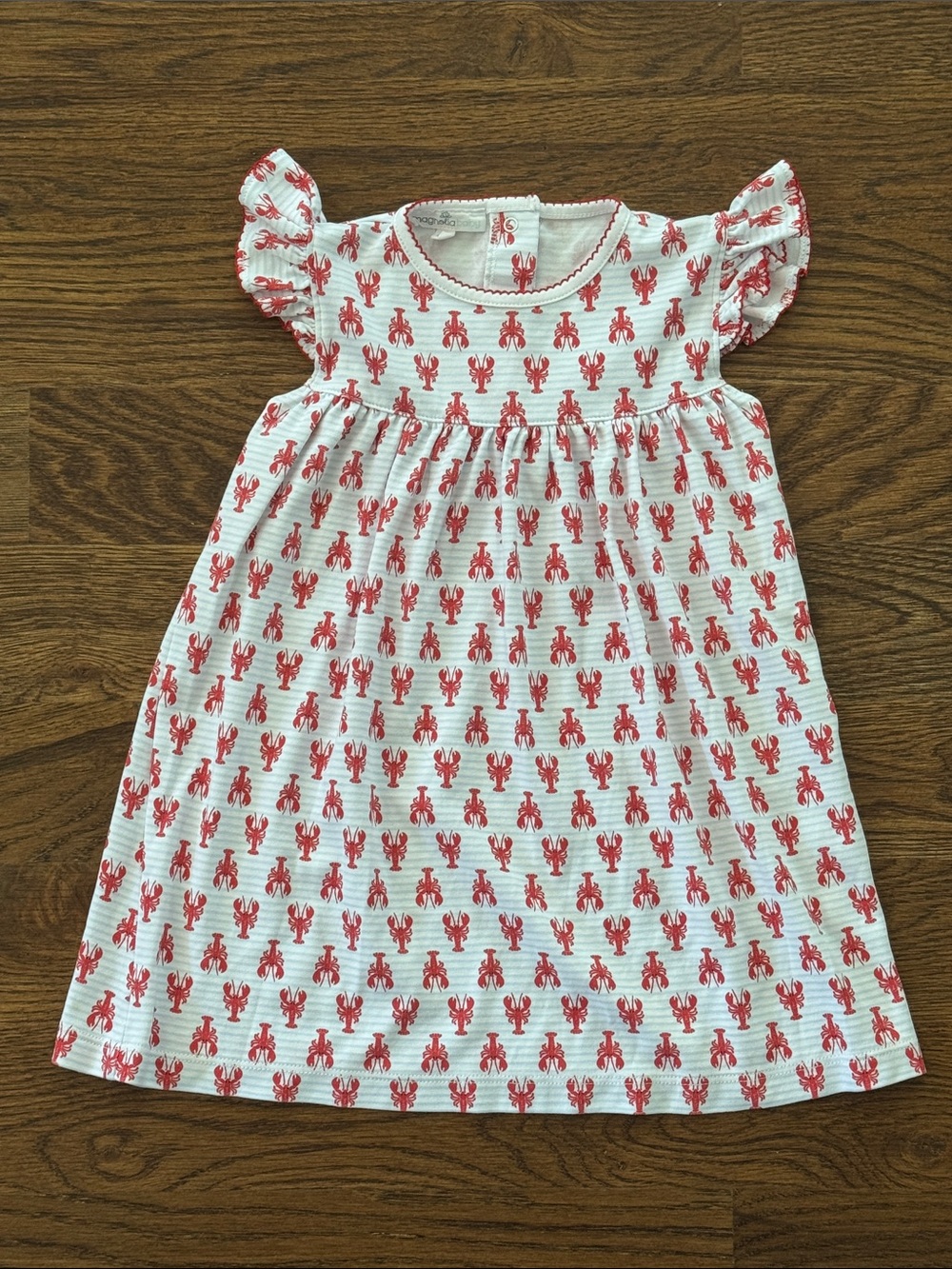 Magnolia Baby - Lil' Snappers Print Flutters Dress - Lobster Red
